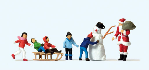 Preiser p&egrave;re no&euml;l et bonhomme de neige