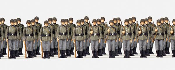 Preiser soldats infanterie allign&eacute;s