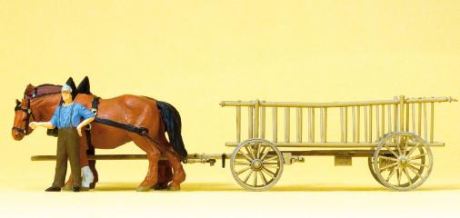 Preiser charrette tir&eacute;e par 2 chevaux
