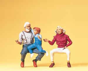 Preiser grand p&egrave;re et petits enfants