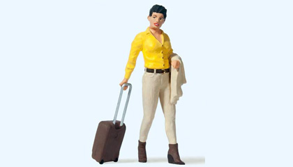 Preiser Voyageur avec valise &agrave; roues