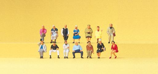 Preiser passagers assis, 14 figurines