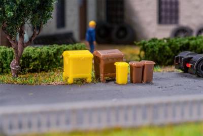 Faller Set de poubelles marron et jaune