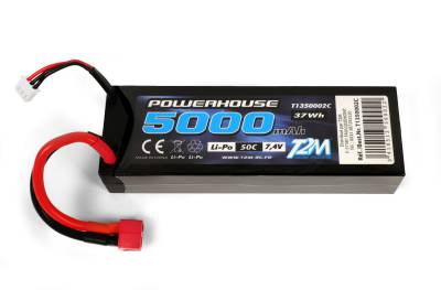 T2M Accu LiPo 2S 7.4V 5000 mAh + adapt.